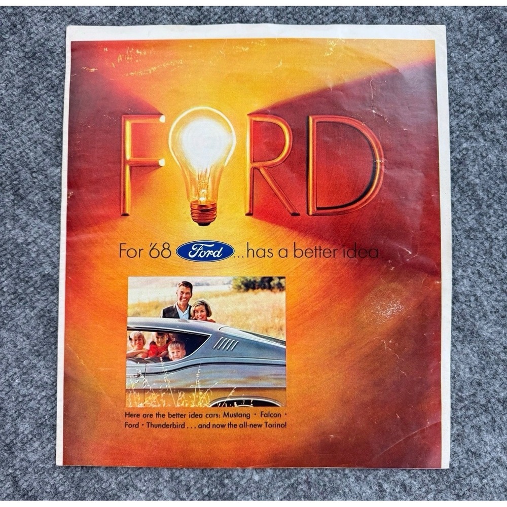 Vtg 1968 Ford Sales Brochure Mustang Thunderbird Torino Falcon Dealer Catalog